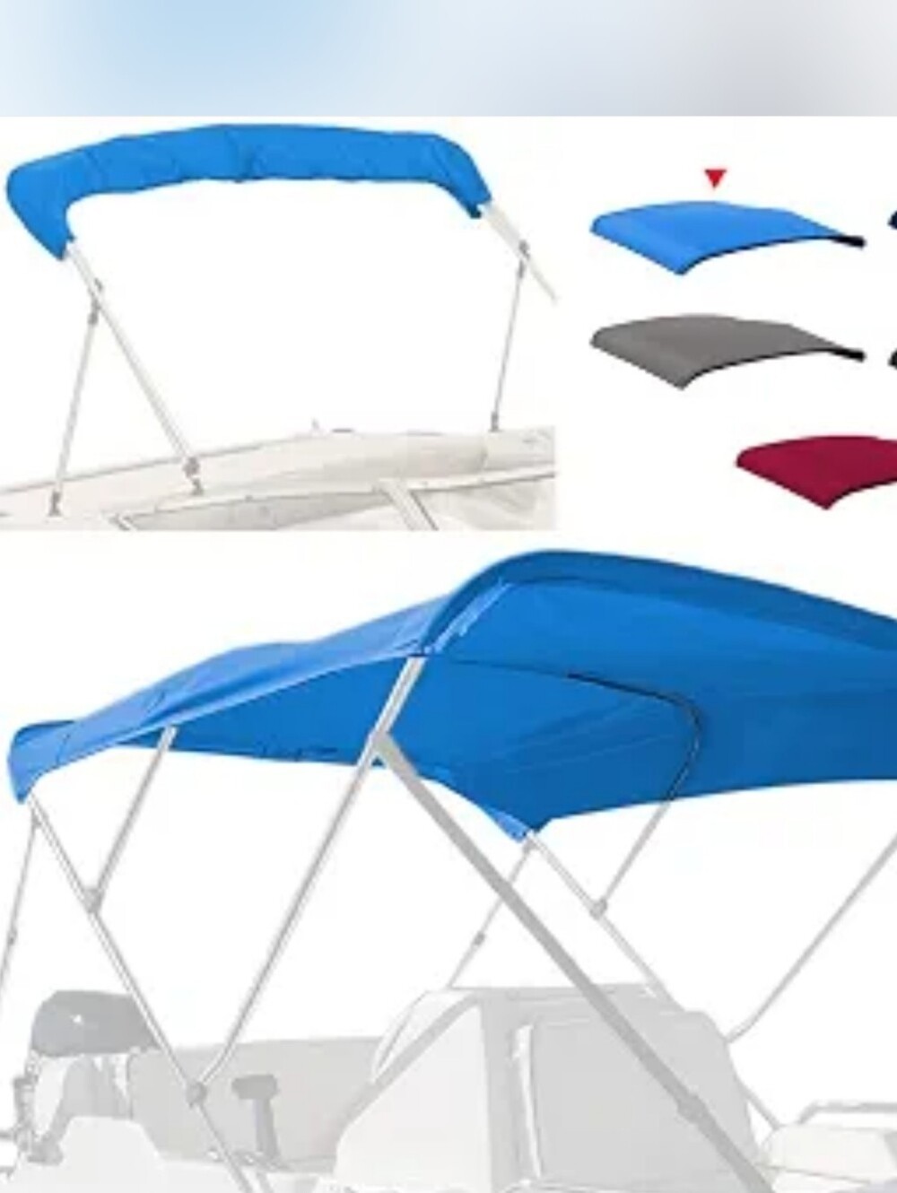 NEW! 4 BOW MARINE GRADE HEAVY-DUTY BIMINI TOP REPLACEMENT COVER 8'L x 85-90"W